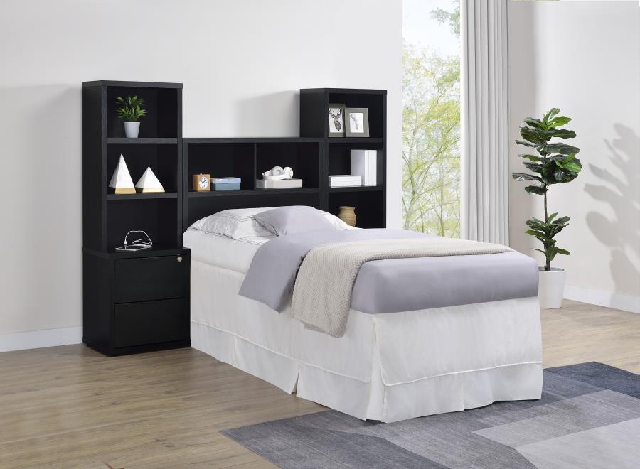 (image for) Westpark 3-piece Twin Bedroom Set Bookcase Headboard Black