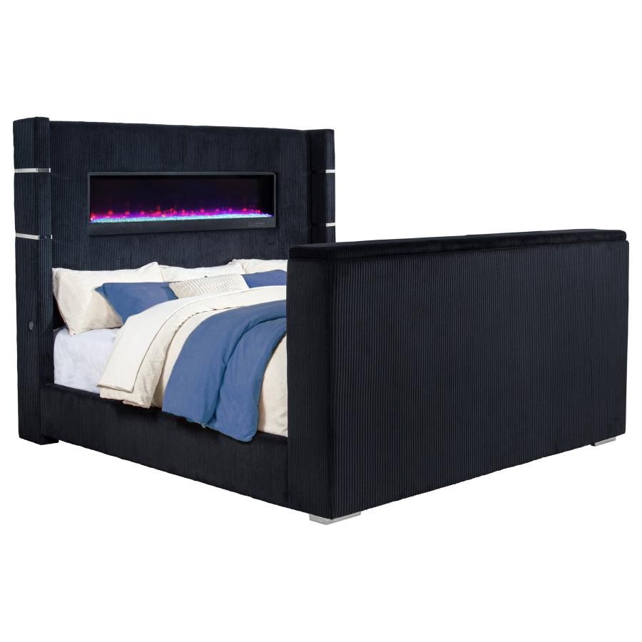 (image for) Tisdall Eastern King Flame Visualizer Wingback TV Bed Black
