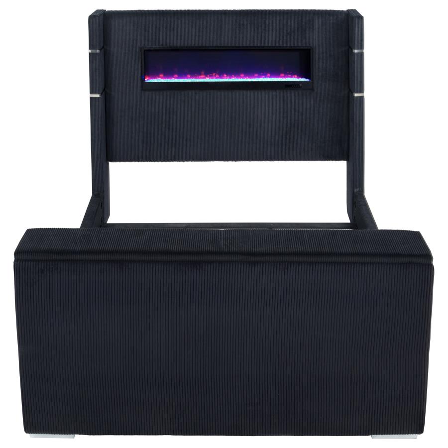Tisdall Eastern King Flame Visualizer Wingback TV Bed Black