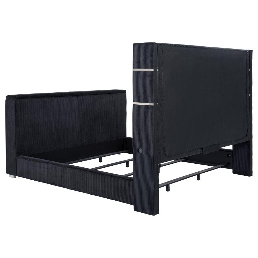 Tisdall Eastern King Flame Visualizer Wingback TV Bed Black
