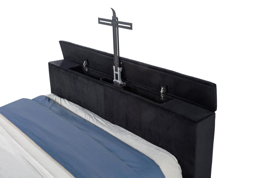 Tisdall Eastern King Flame Visualizer Wingback TV Bed Black