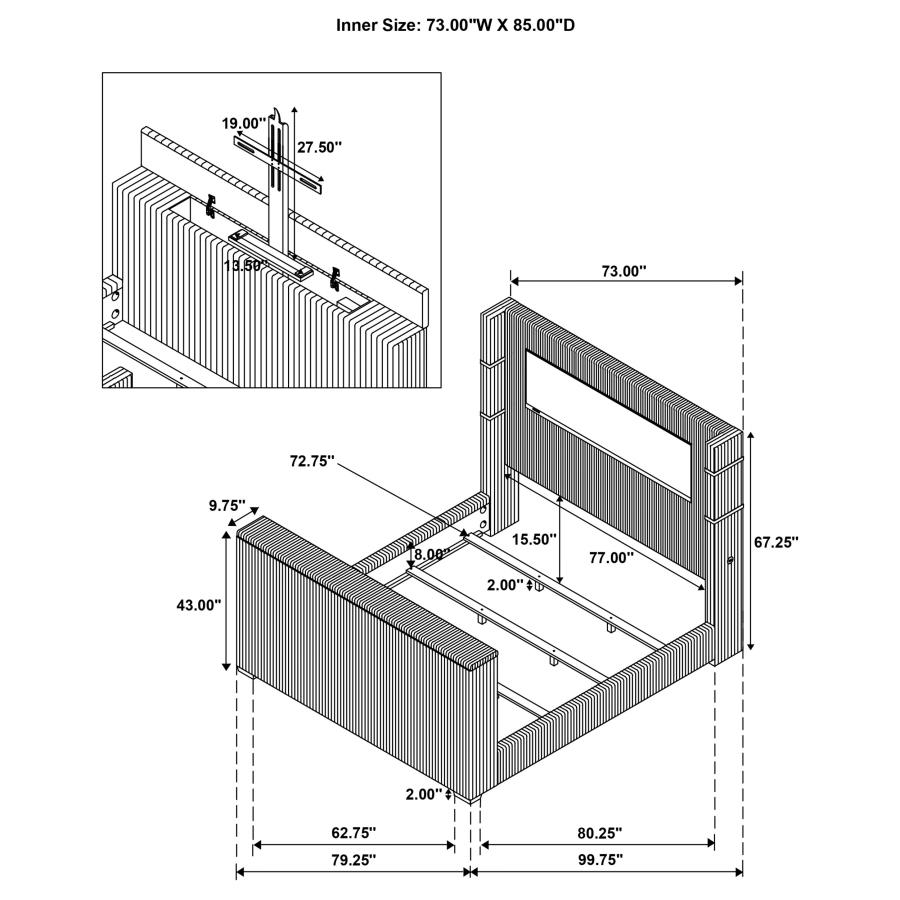 Modal Additional Images for Tisdall California King Flame Visualizer TV Bed Black