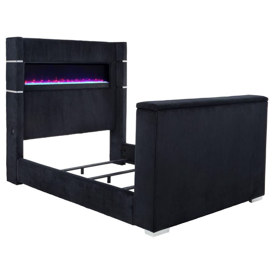 (image for) Tisdall Queen Flame Visualizer Wingback TV Bed Black