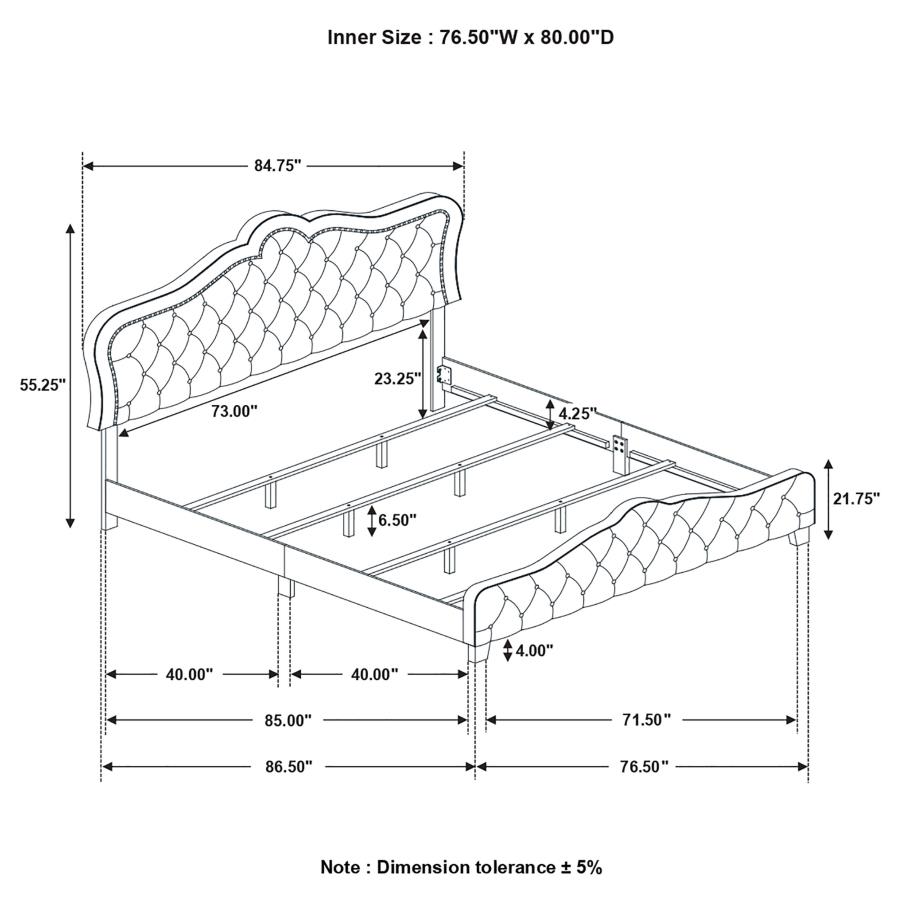 (image for) Bella Upholstered Eastern King Panel Bed Grey