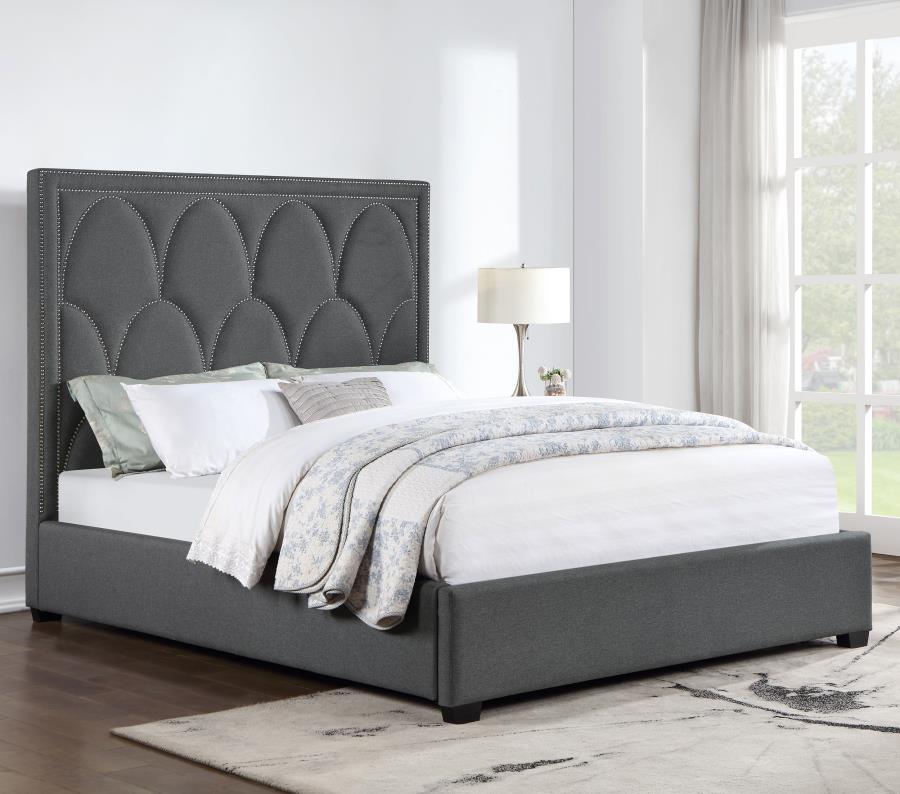 (image for) Bowfield Upholstered Eastern King Panel Bed Charcoal