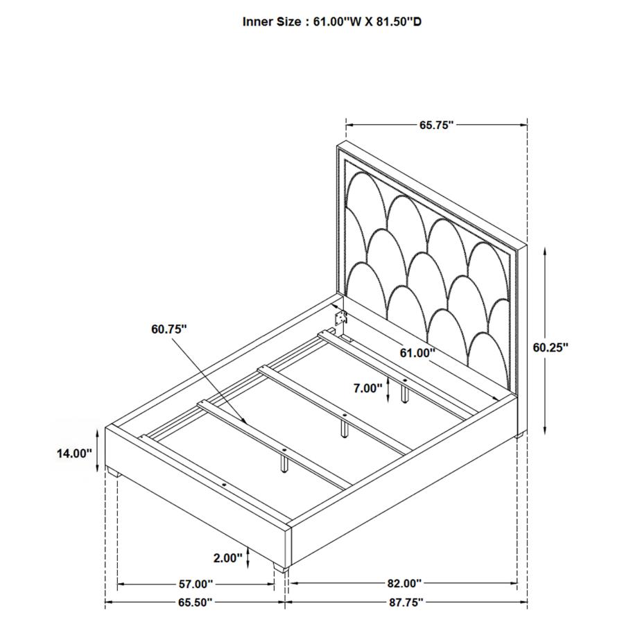 (image for) Bowfield Upholstered Queen Panel Bed Charcoal