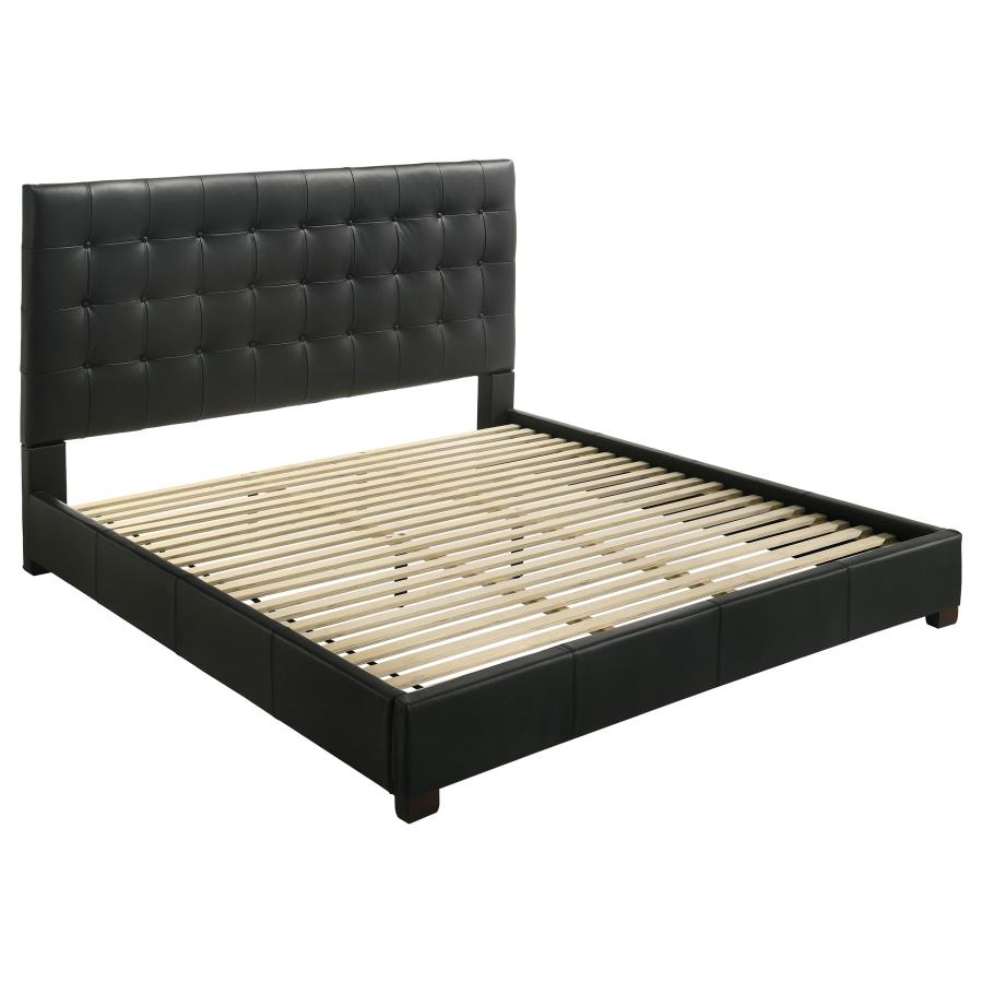 (image for) Medley Genuine Leather Eastern King Platform Bed Black