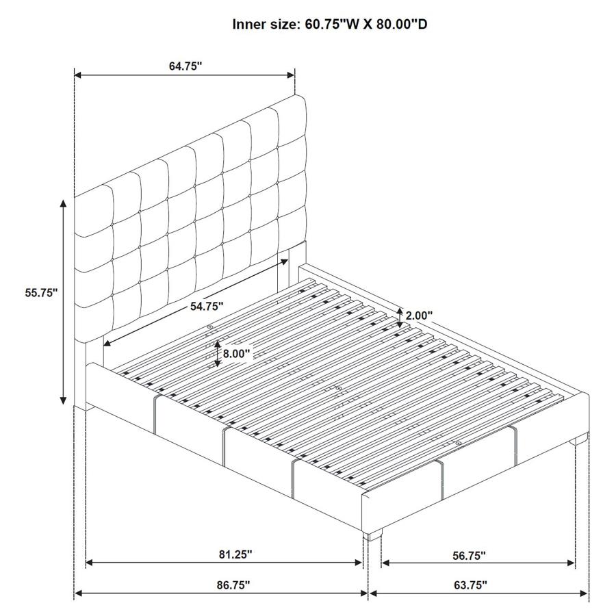 Modal Additional Images for Medley Genuine Leather Queen Panel Platform Bed Black