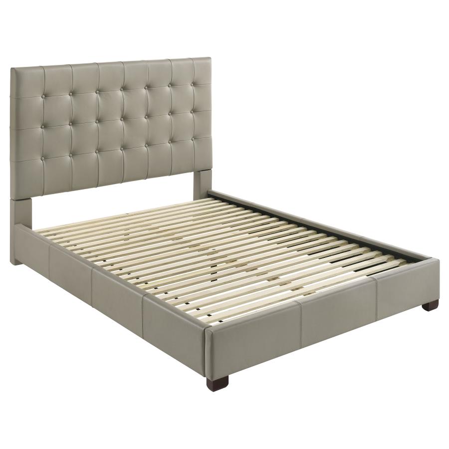 (image for) Medley Genuine Leather Queen Panel Platform Bed Tan