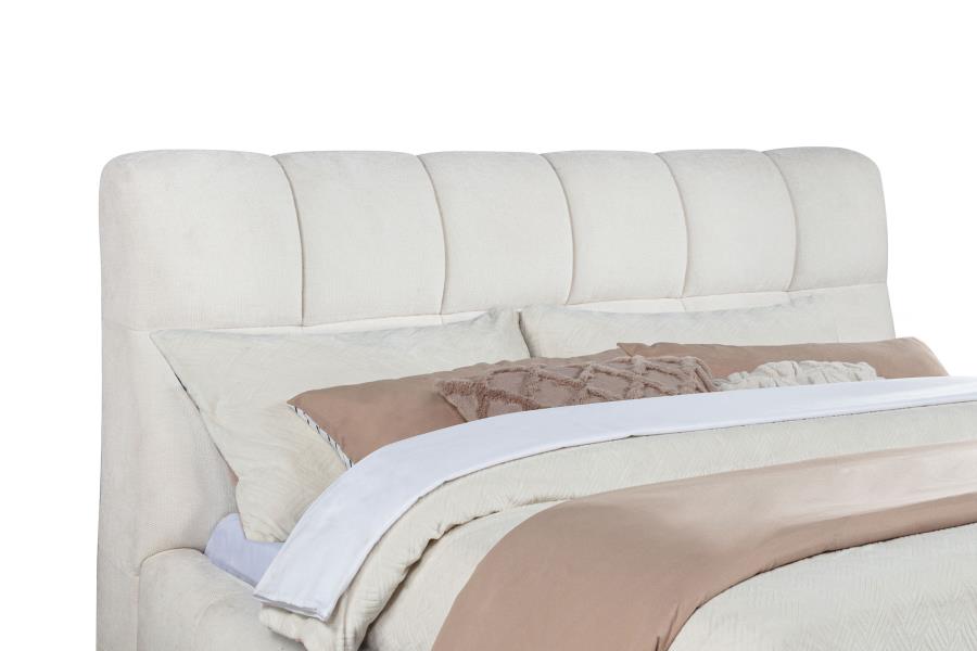 Nollet 48-inch Upholstered Eastern King Platform Bed Cream
