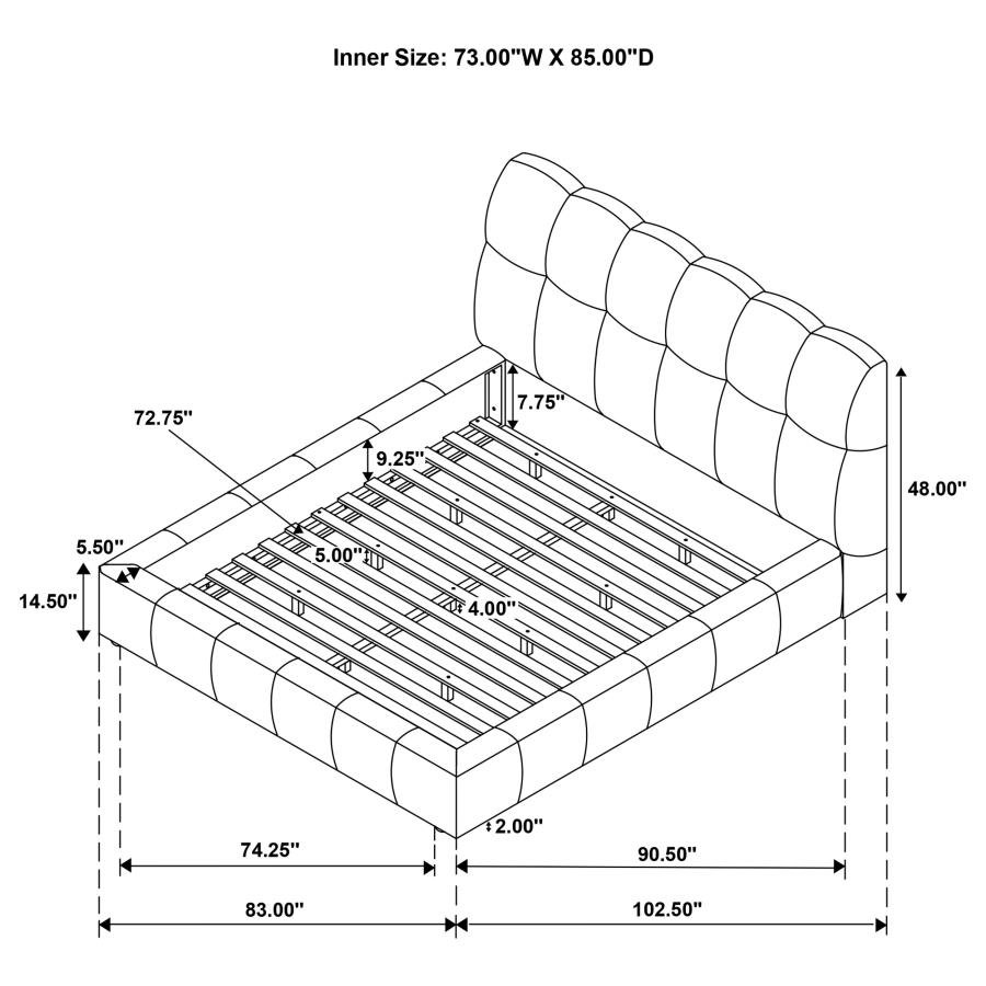 Modal Additional Images for Nollet 48-inch Upholstered California King Platform Bed Cream