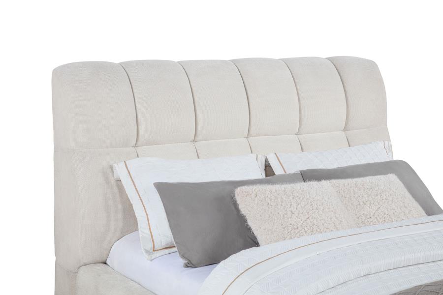 Nollet 48-inch Upholstered Queen Panel Platform Bed Cream