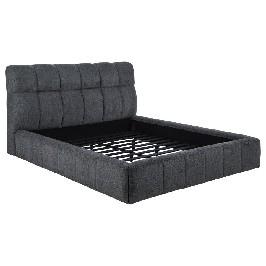 Nollet 48-inch Upholstered Eastern King Platform Bed Grey