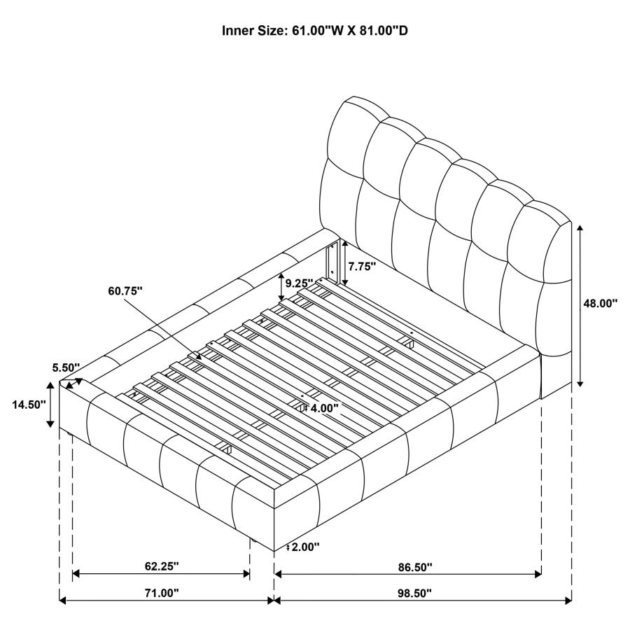 Modal Additional Images for Nollet 48-inch Upholstered Queen Panel Platform Bed Grey