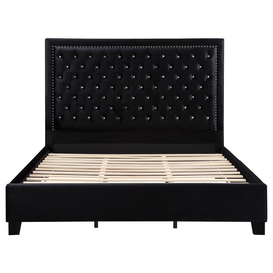 (image for) Hailey Upholstered Queen Panel Bed Black