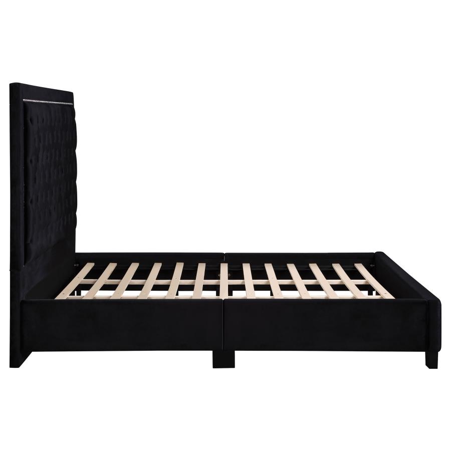 (image for) Hailey Upholstered Queen Panel Bed Black