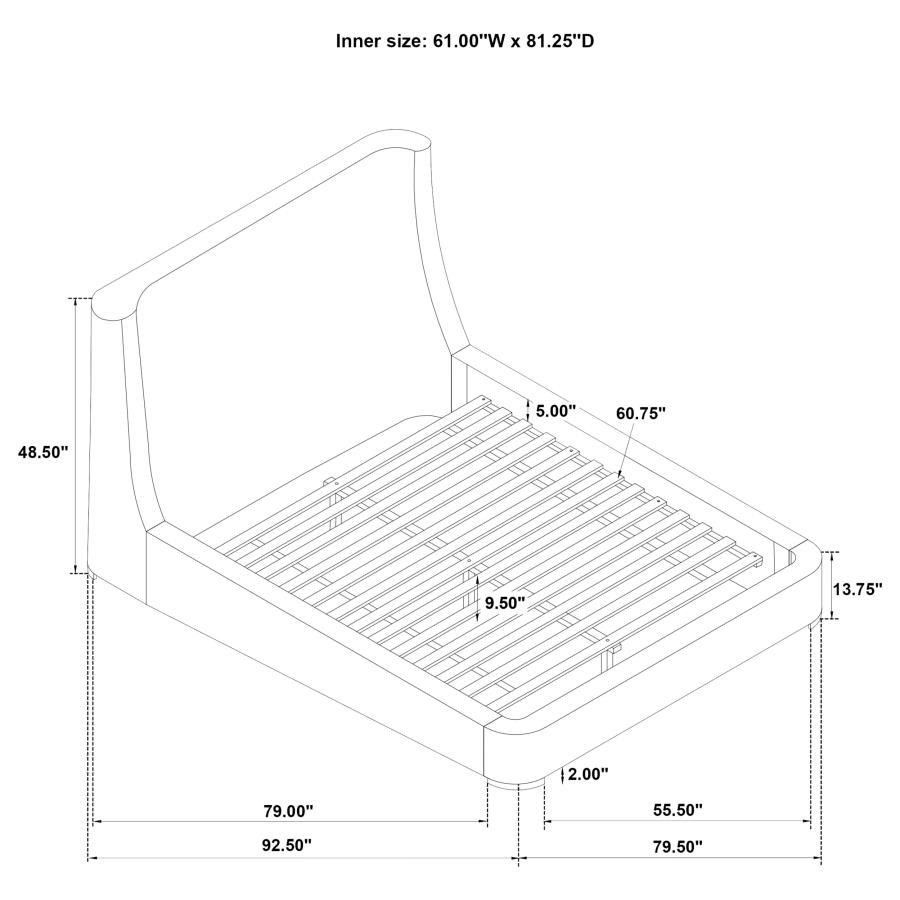 Modal Additional Images for Rennes Upholstered Queen Wingback Platform Bed Grey
