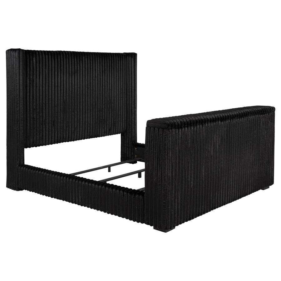 (image for) Centergrove Upholstered Eastern King Wingback TV Bed Black