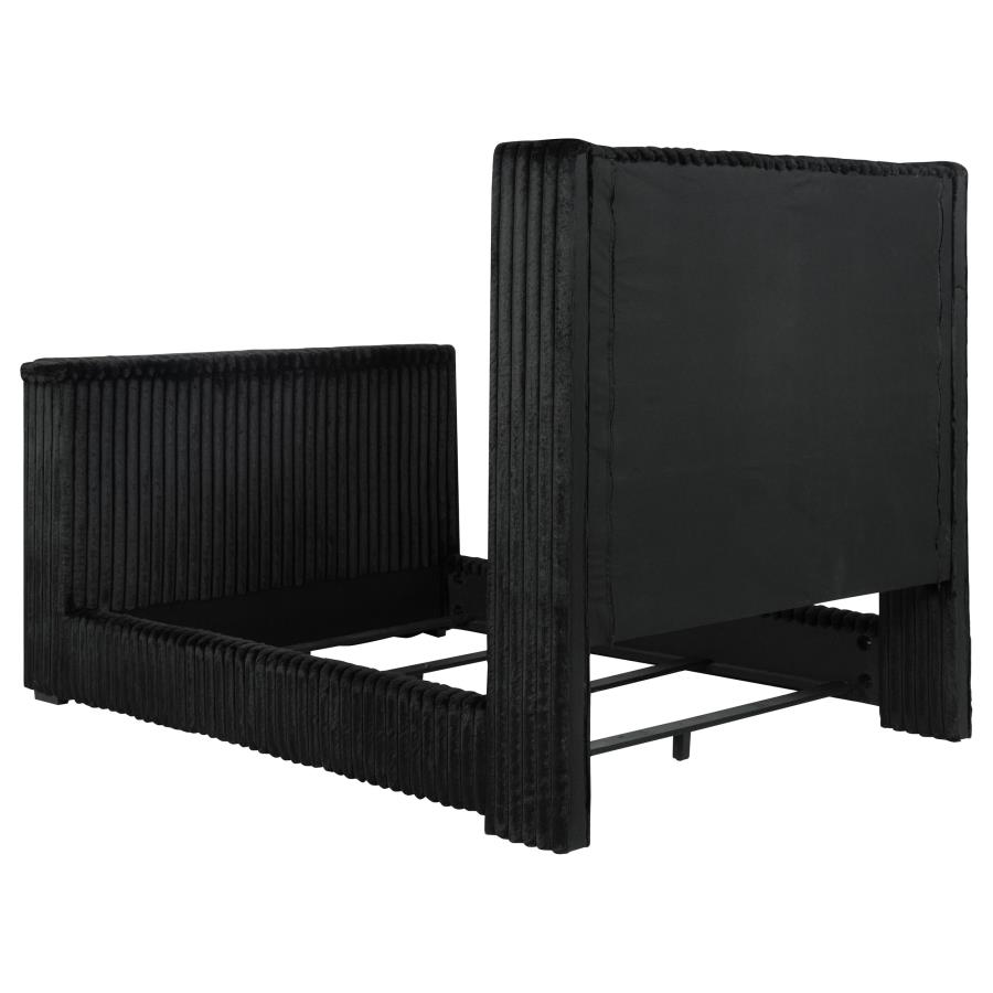 Centergrove Upholstered Queen Wingback TV Bed Black