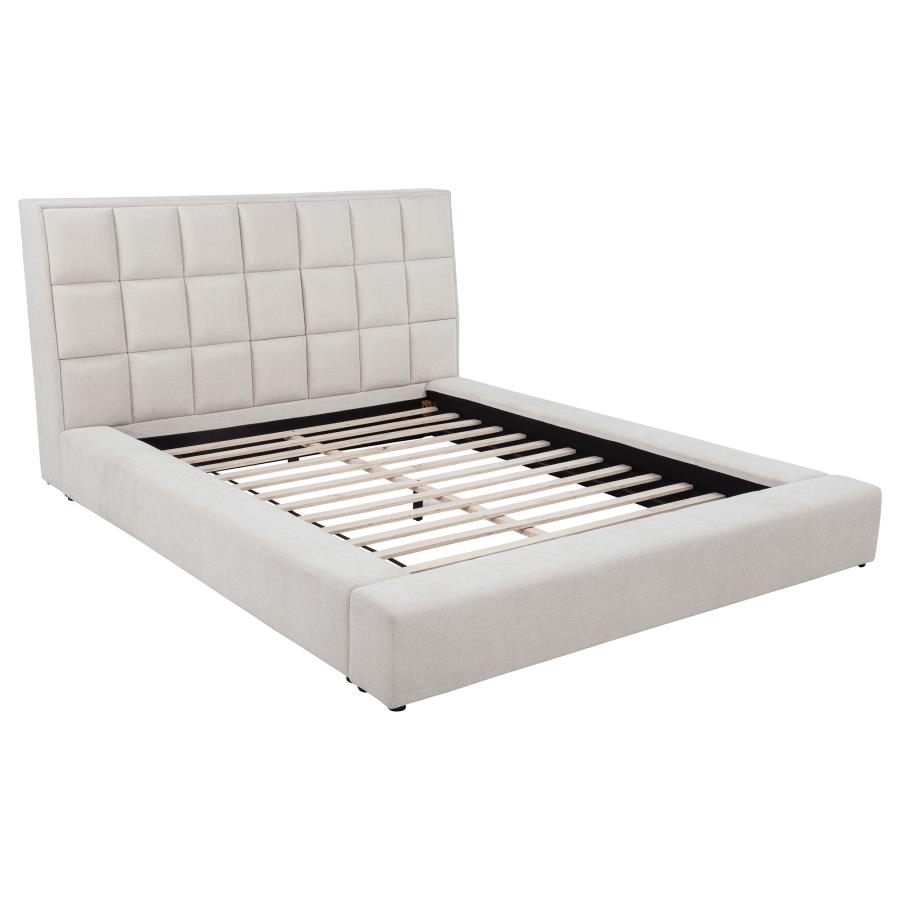 (image for) Dreux Upholstered Queen Panel Platform Bed Cream
