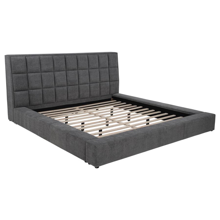 (image for) Dreux Upholstered California King Panel Platform Bed Grey