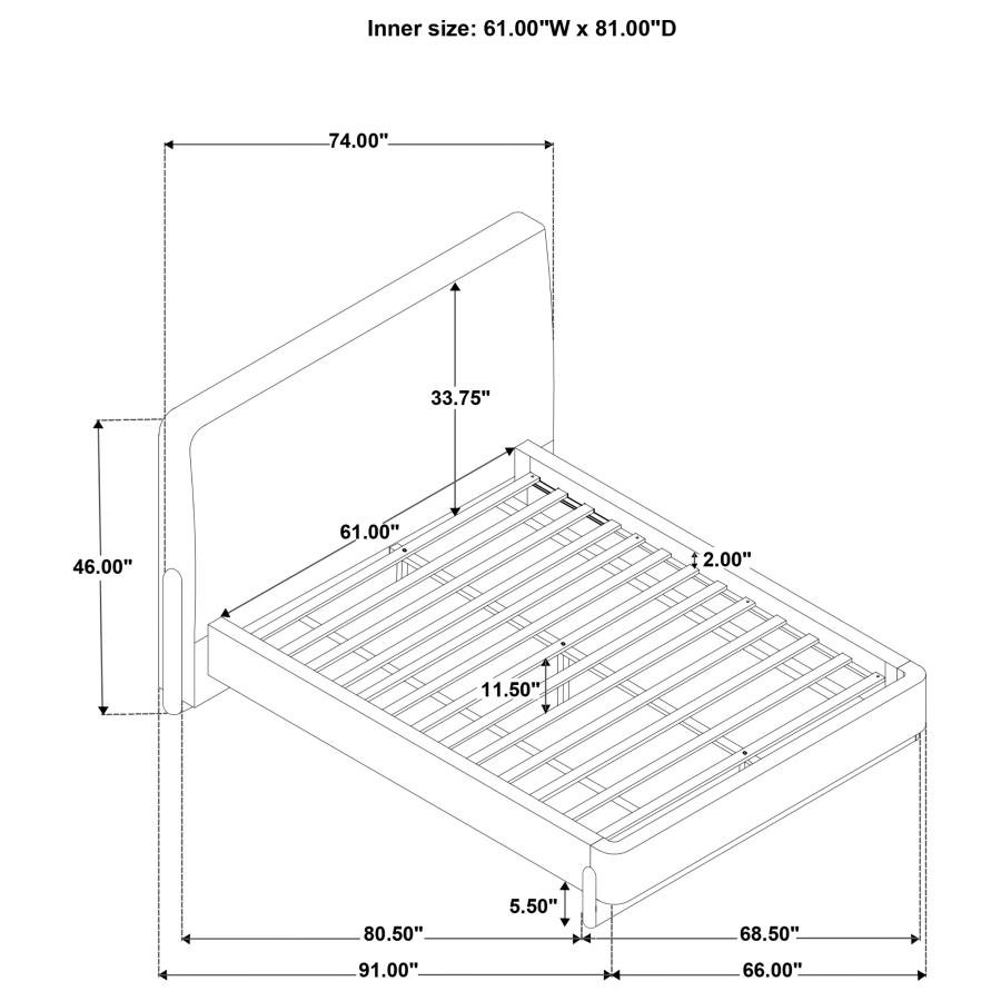 Modal Additional Images for Baldacci Upholstered Queen Platform Bed Curry and Walnut