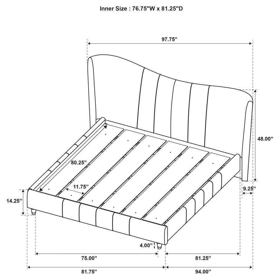 Modal Additional Images for Evelyn Upholstered Eastern King Panel Platform Bed Ivory