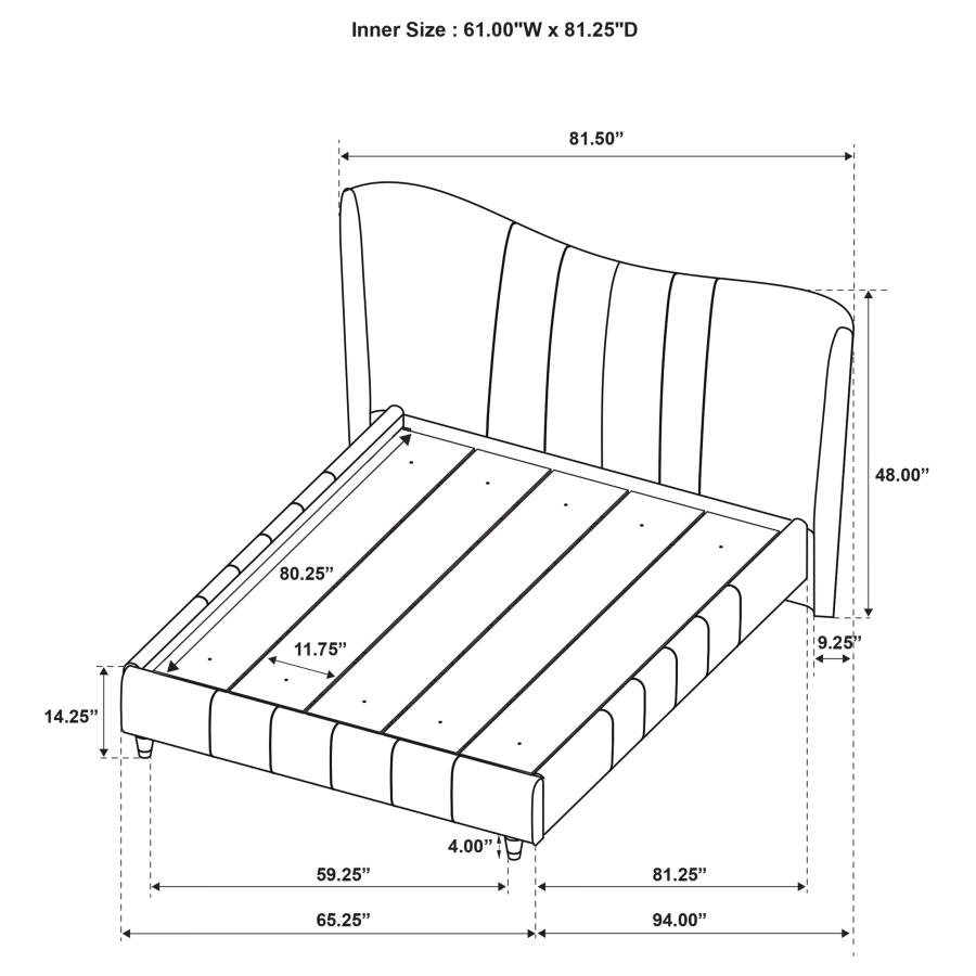 Modal Additional Images for Evelyn Upholstered Queen Panel Platform Bed Ivory