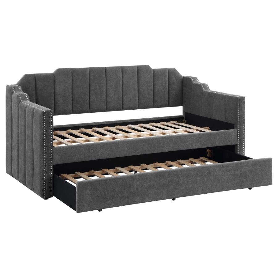 (image for) Kingston Upholstered Twin Daybed with Trundle Charcoal - Click Image to Close