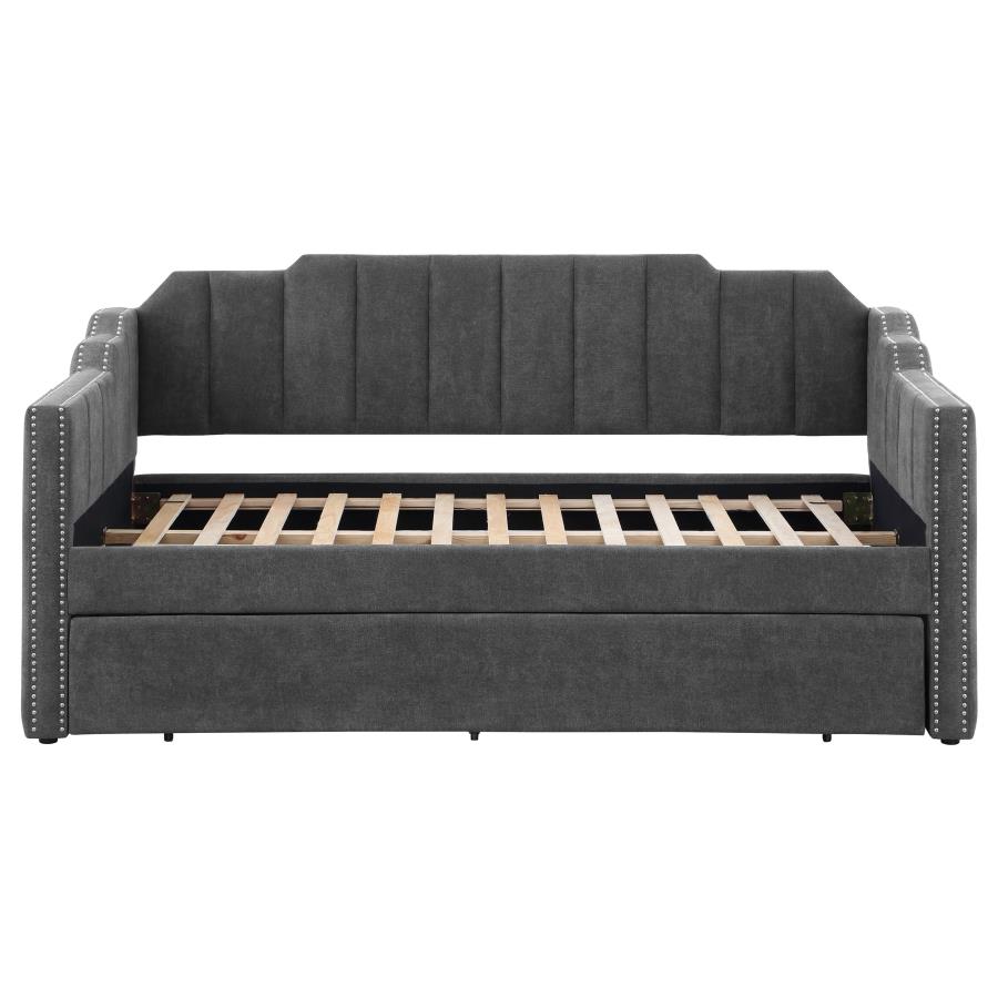 (image for) Kingston Upholstered Twin Daybed with Trundle Charcoal