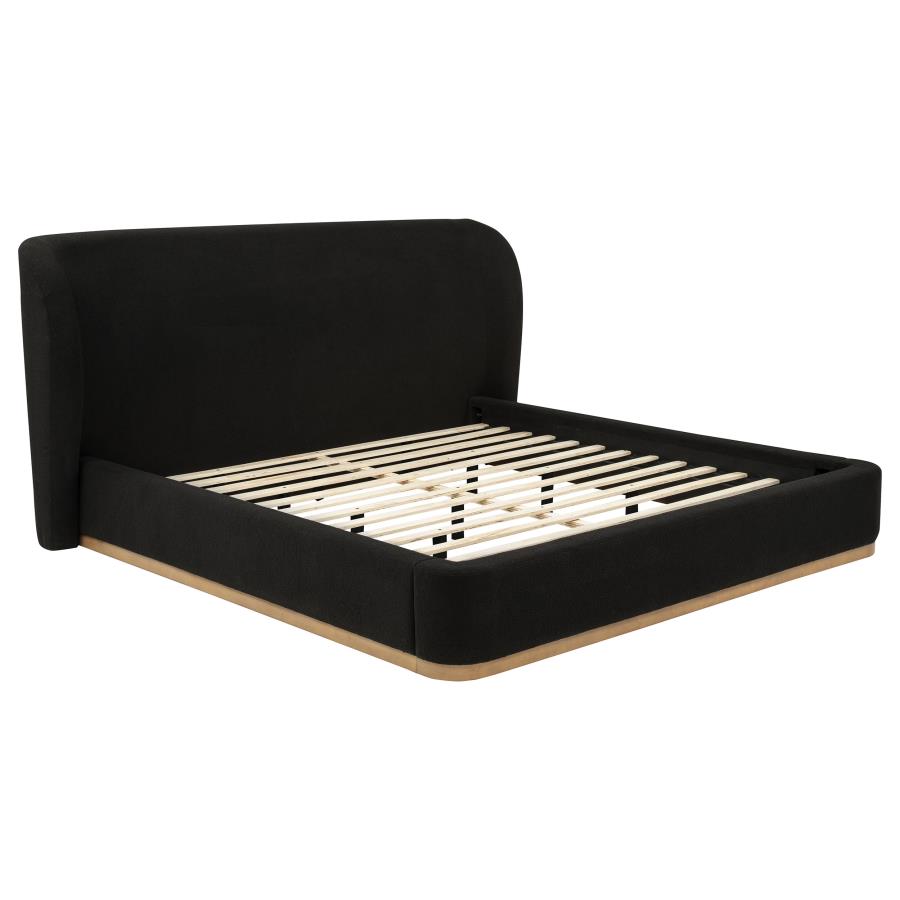 (image for) Blaire Upholstered Eastern King Wingback Platform Bed Black
