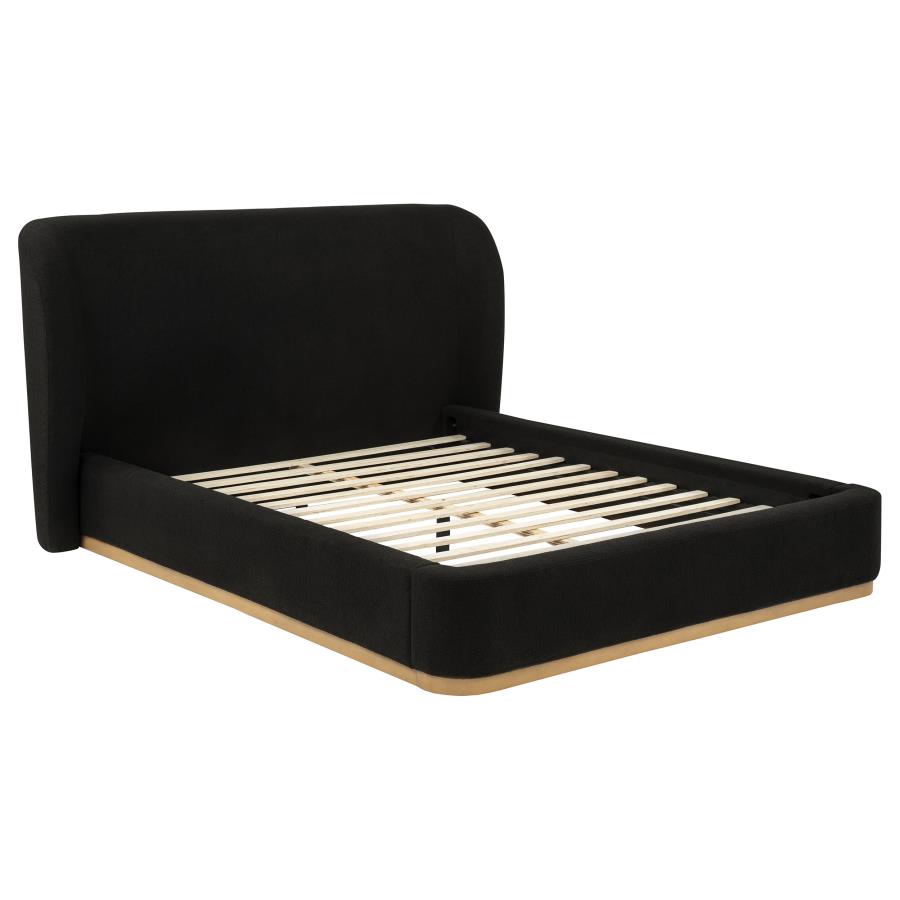 (image for) Blaire Upholstered Queen Wingback Platform Bed Black