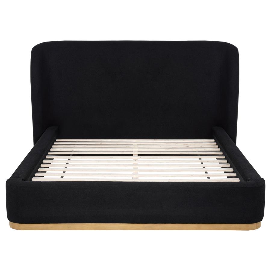 Blaire Upholstered Queen Wingback Platform Bed Black