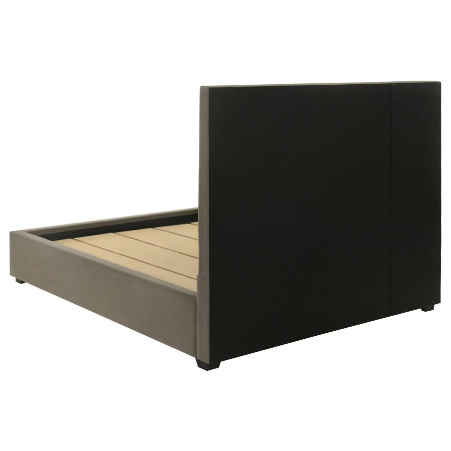 Delsea Upholstered Eastern King Platform Bed Light Brown