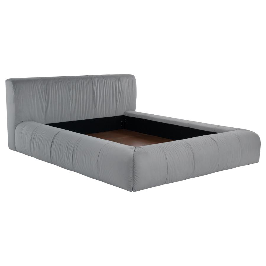 (image for) Wilshire Upholstered Eastern King Platform Bed Grey - Click Image to Close