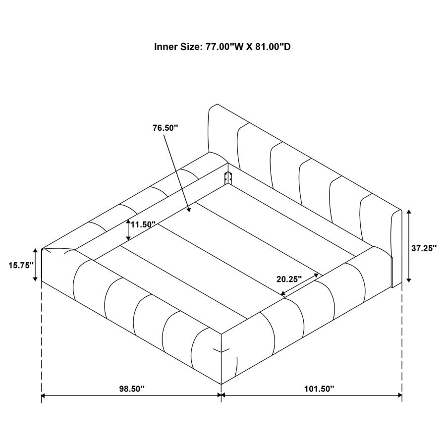 Modal Additional Images for Wilshire Upholstered Eastern King Platform Bed Grey