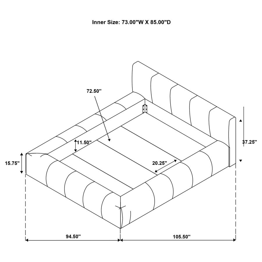 Modal Additional Images for Wilshire Upholstered California King Platform Bed Grey