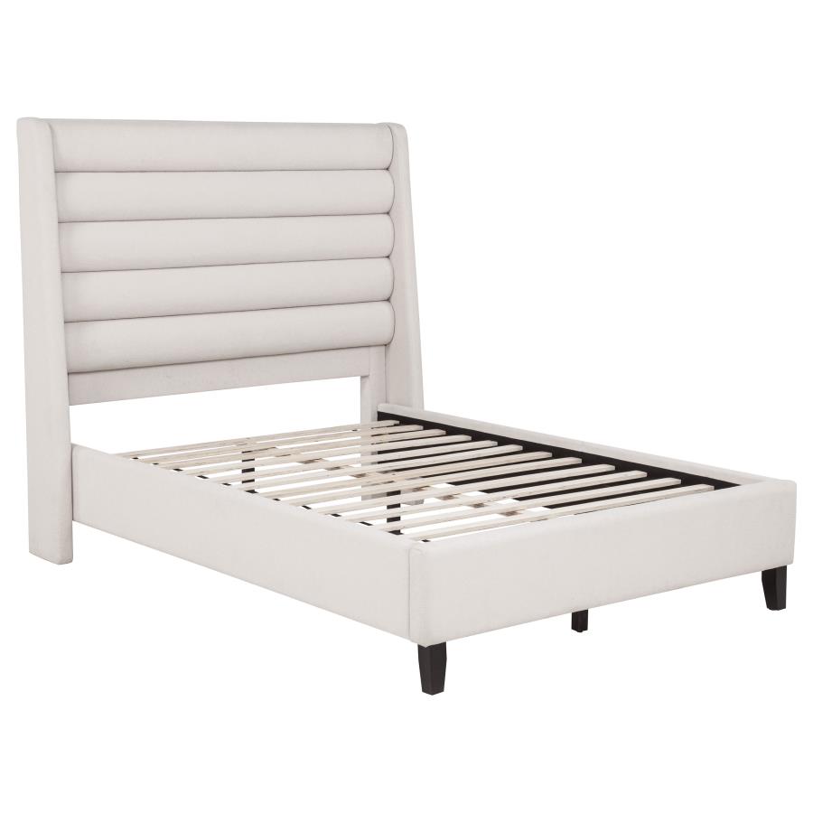 (image for) Leslie Upholstered Tufted Full Wingback Platform Bed Beige
