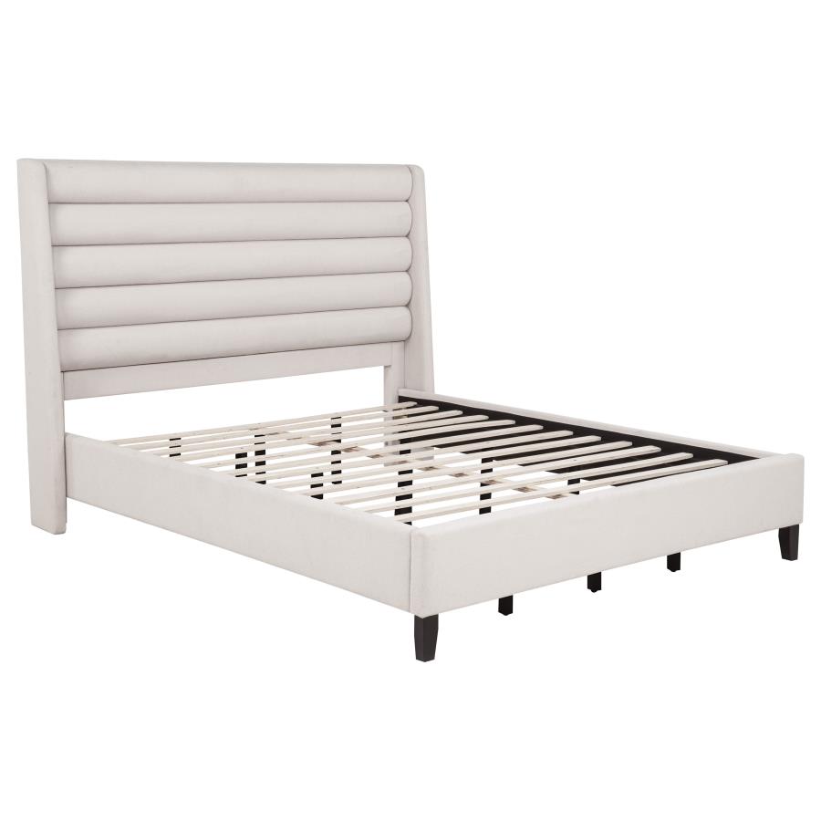 (image for) Leslie Upholstered Tufted California King Wingback Platform Bed Beige