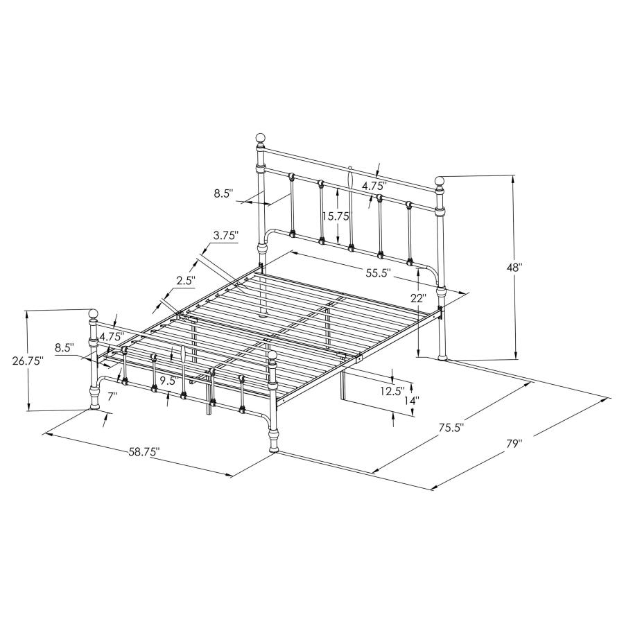 (image for) Novak 48-inch Metal Full Open Frame Bed Matte Black