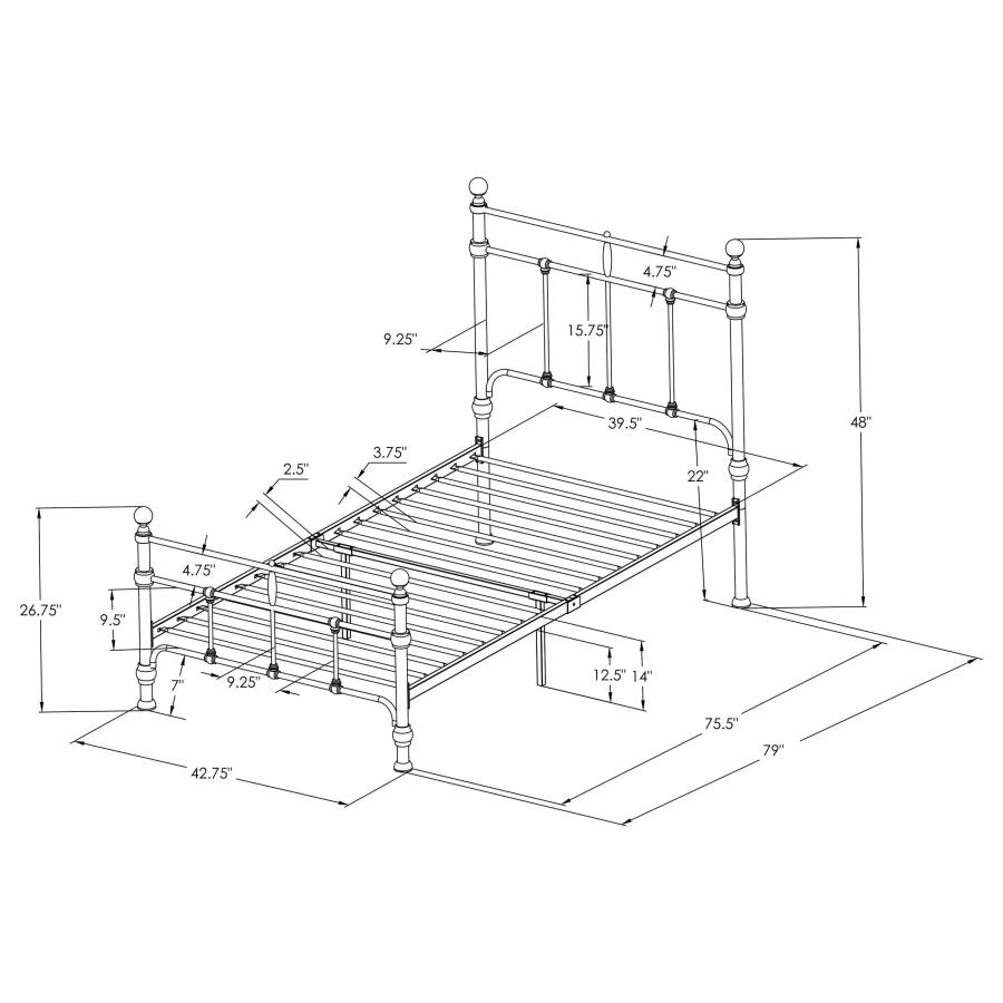 (image for) Novak 48-inch Metal Twin Open Frame Bed Matte Black