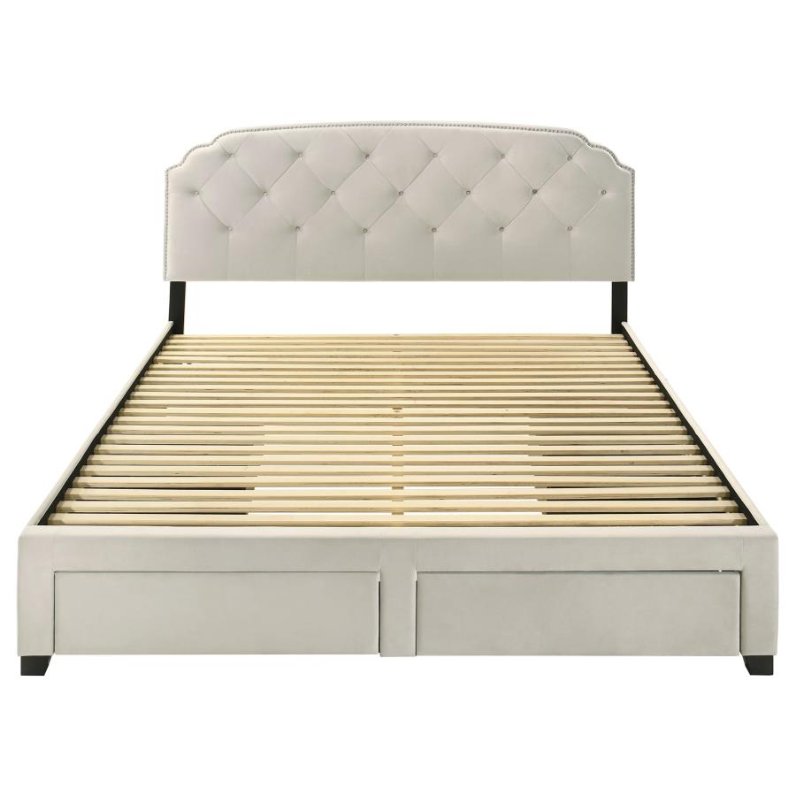 Marianna 4-drawer Upholstered Eastern King Storage Bed Cream