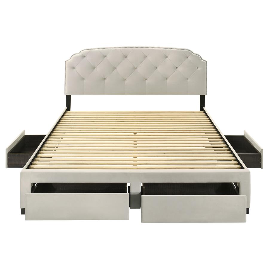 Marianna 4-drawer Upholstered Eastern King Storage Bed Cream