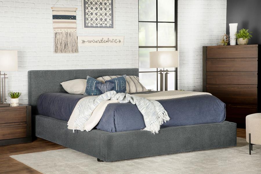 (image for) Gregory Upholstered Full Panel Bed Graphite