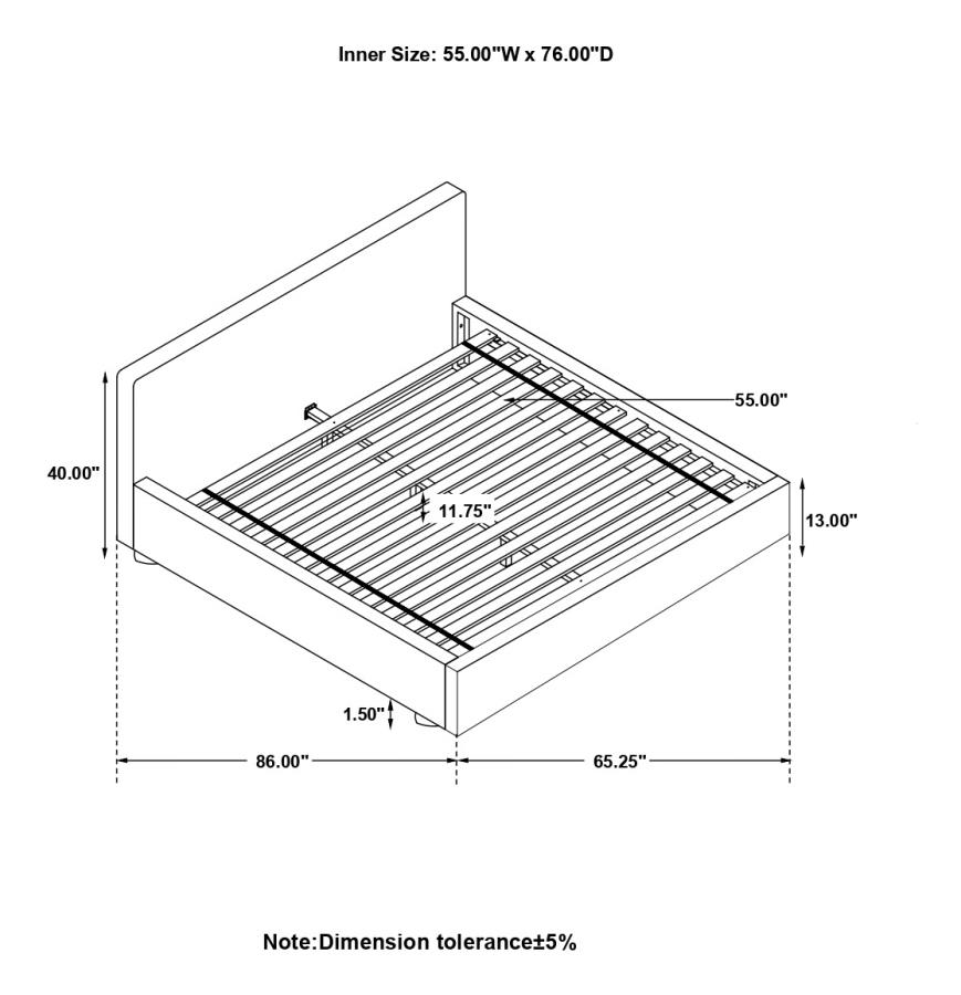 (image for) Gregory Upholstered Full Panel Bed Graphite