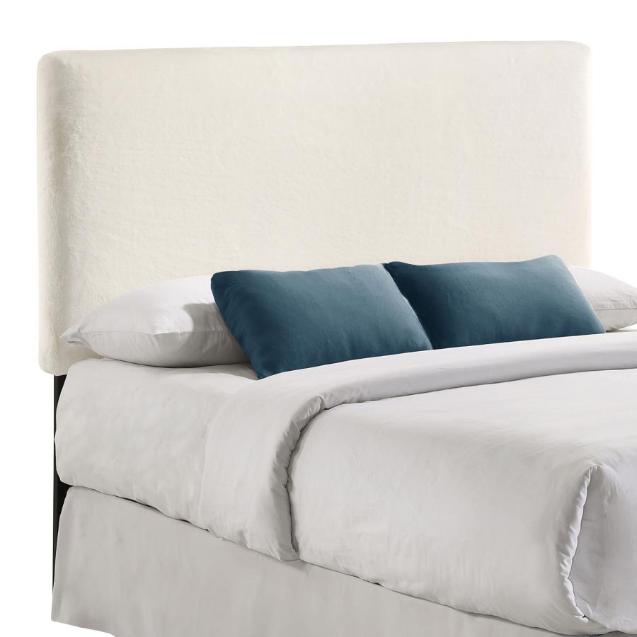 (image for) Gigi Upholstered Queen or Full Panel Headboard Ivory - Click Image to Close