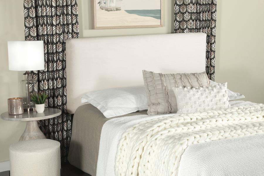 (image for) Gigi Upholstered Queen or Full Panel Headboard Ivory