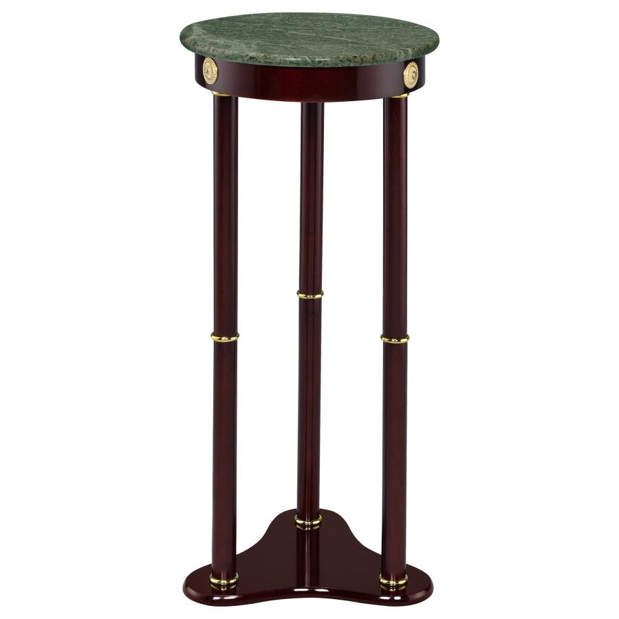 (image for) Edie Round Marble Top Accent Side Table Merlot