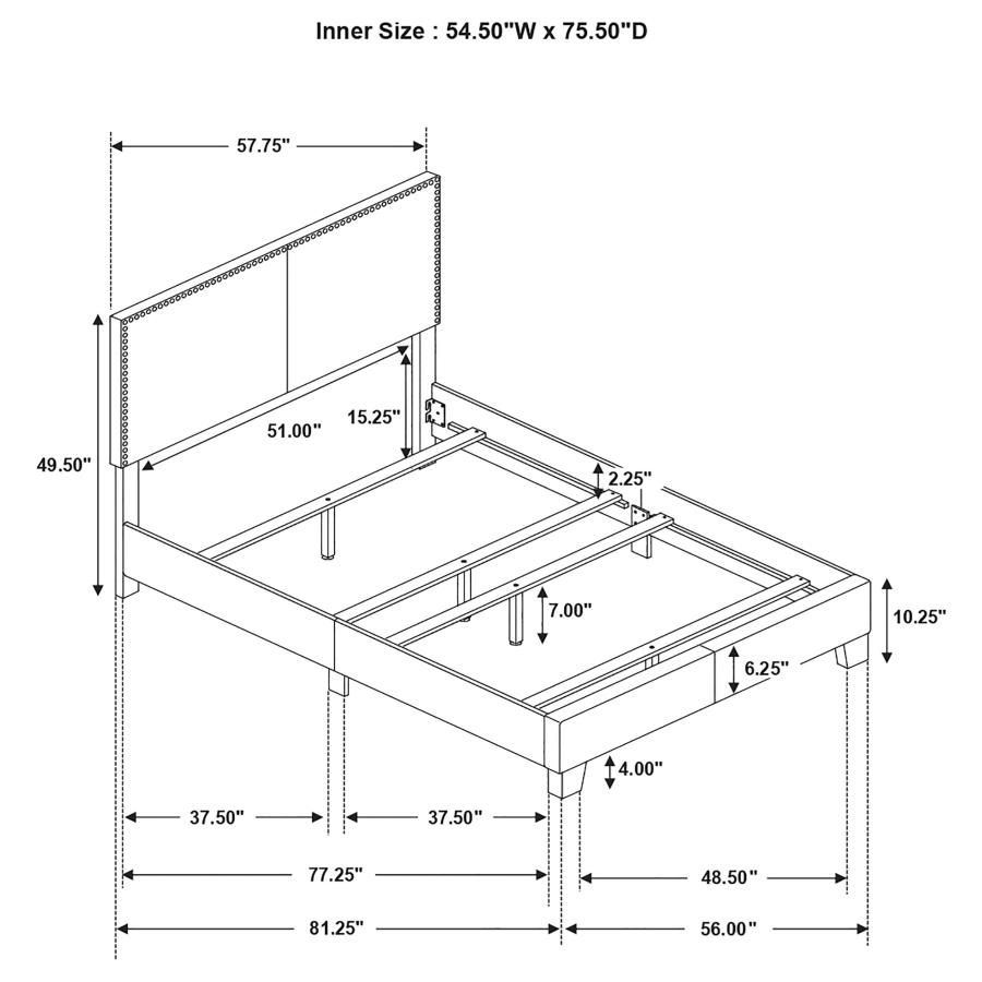 (image for) Boyd Upholstered Full Panel Bed Ivory