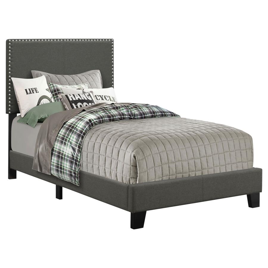 (image for) Boyd Upholstered Twin Panel Bed Charcoal - Click Image to Close